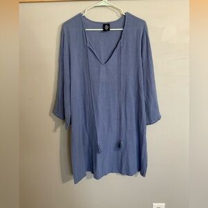 Agnes & Dora dusty blue, slub cotton dress. Size Large